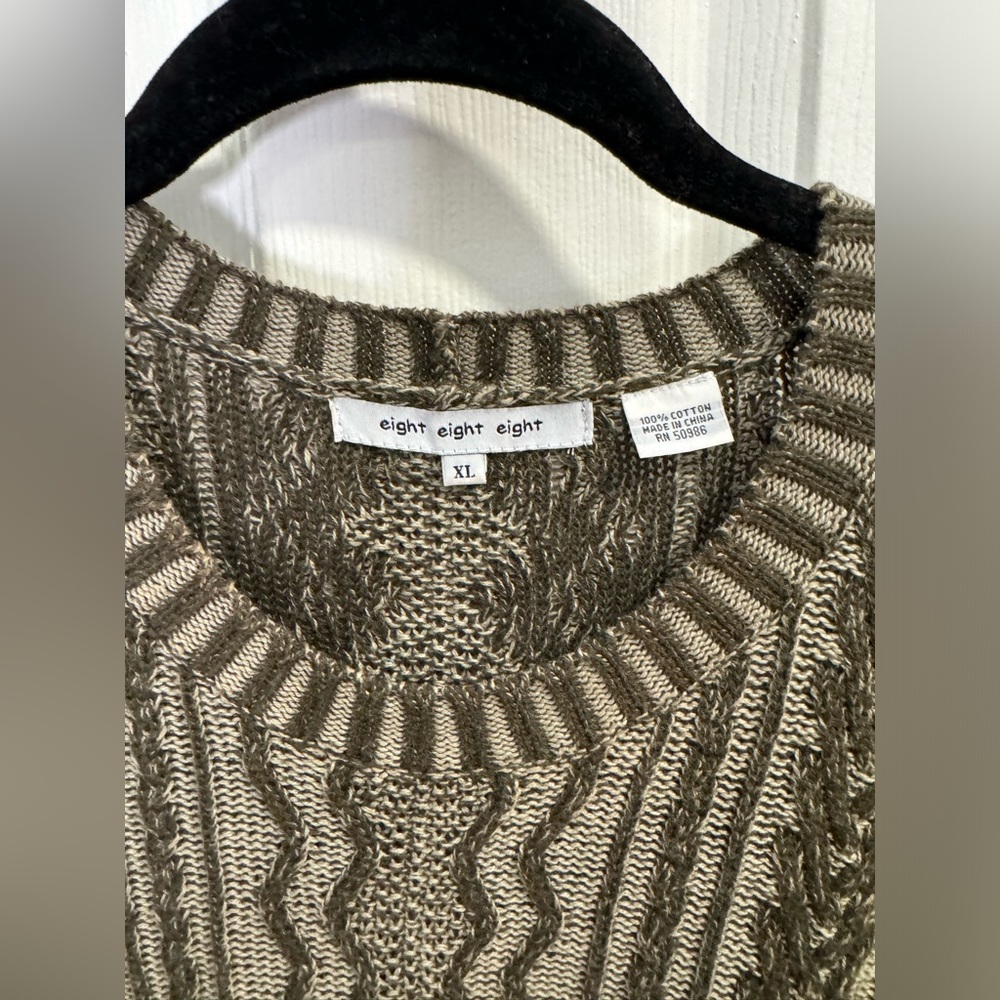 eight eight eight Multi-Green Crew Neck Split Hem Cotton Tunic Sweater. Size XL. - Picture 2 of 3